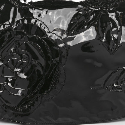 Chanel Patent Tweed Camellia Petals Large Flap Black 8 of 11
