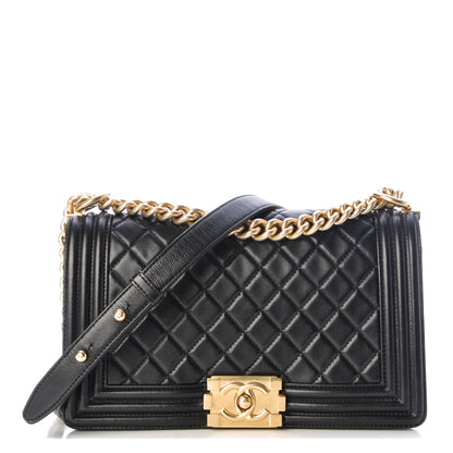 Chanel Lambskin Quilted Medium Boy Flap Black 1 of 11