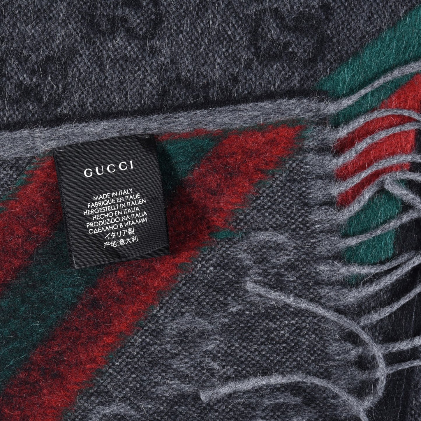 Wool Angora Monogram Web New Nikky Scarf Lead Dark Green