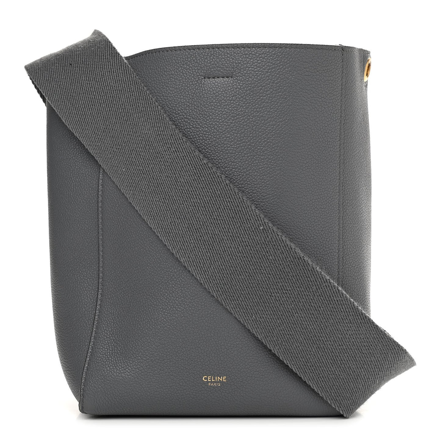 Soft Grained Calfskin Small Sangle Bucket Bag Grey