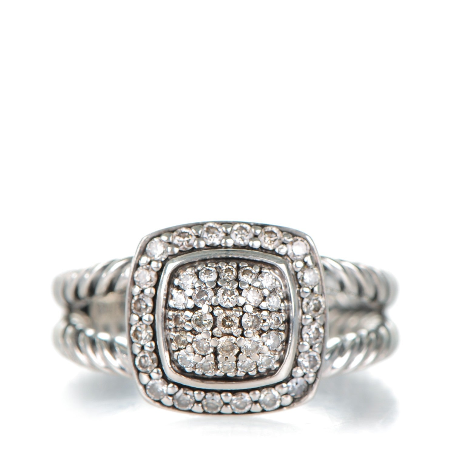 David Yurman Sterling Silver Diamond 7mm Petite Albion Pave Ring 50 5.5 1 of 5