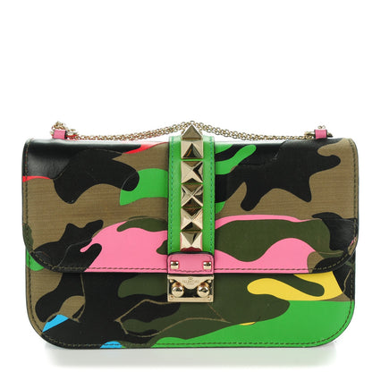 Valentino Garavani Nappa Canvas Camouflage Medium Glam Lock Rockstud Flap Multicolor 1 of 7