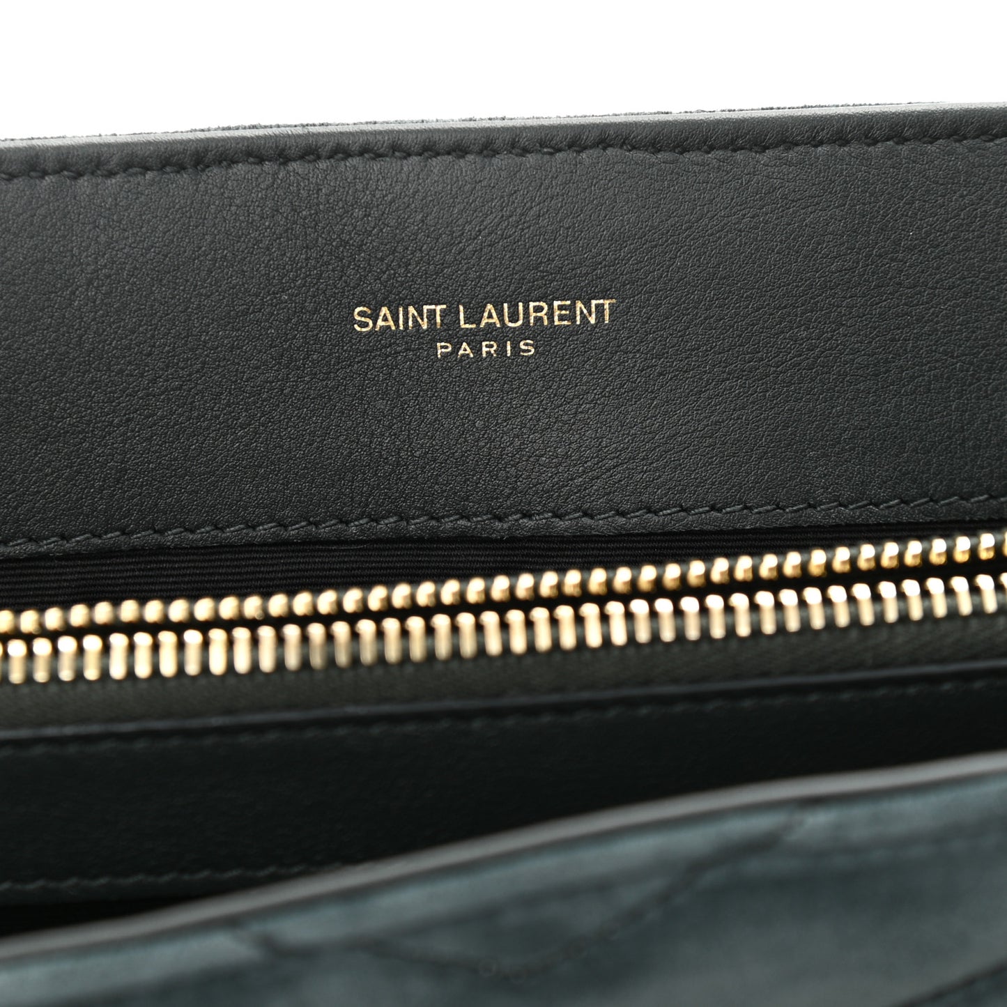 Suede Y Quilted Monogram Medium Loulou Chain Satchel Deep Green