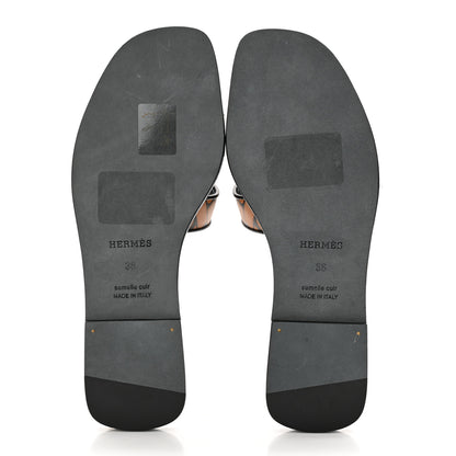 Hermes Calfskin Oran Sandals 36 Black Gold 5 of 10