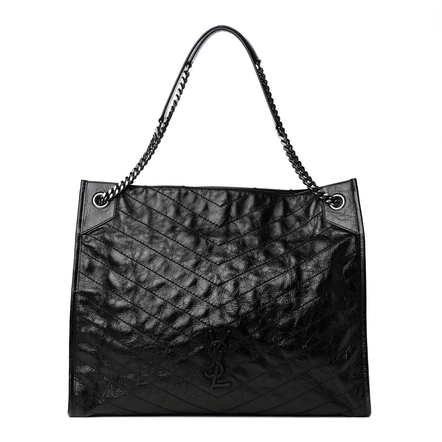Saint Laurent Crinkled Calfskin Matelasse Monogram Niki Shoulder Bag Black 1 of 4