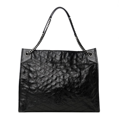 Saint Laurent Crinkled Calfskin Matelasse Monogram Niki Shoulder Bag Black 1 of 4