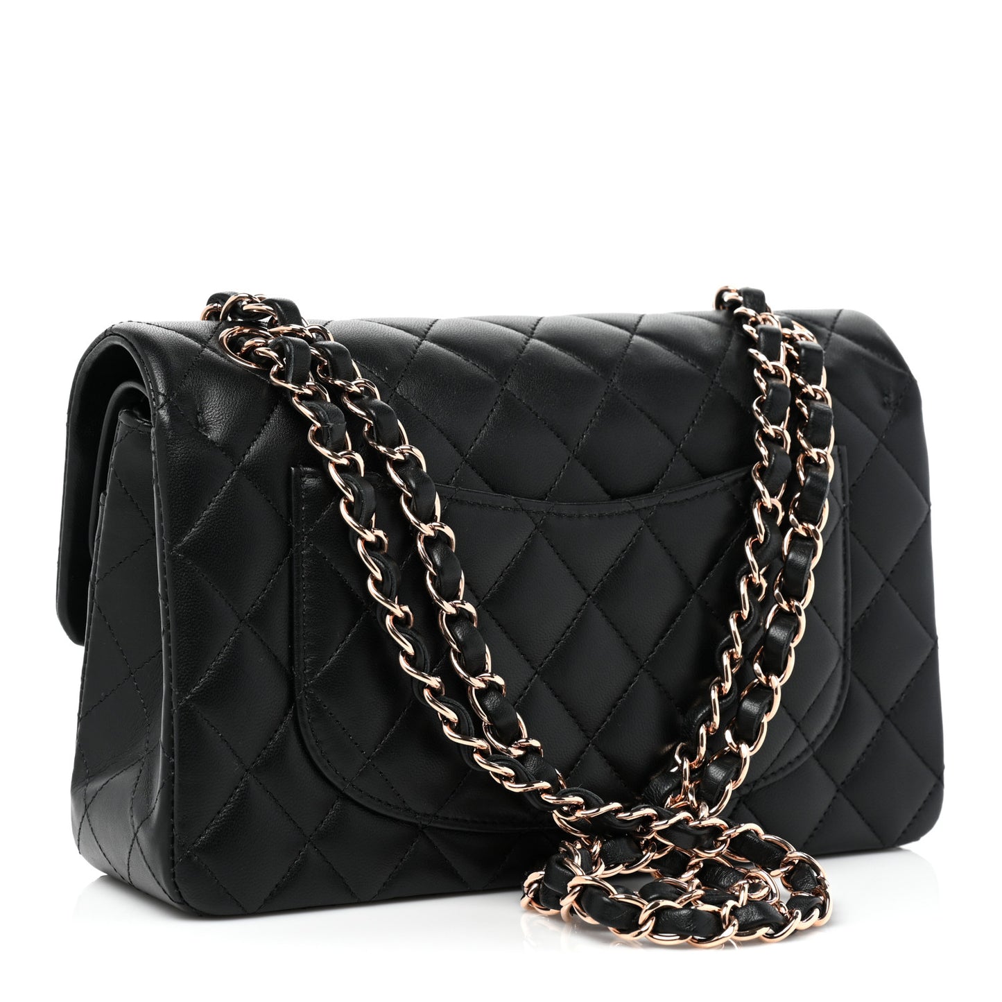 Lambskin Quilted Small Double Flap Black
