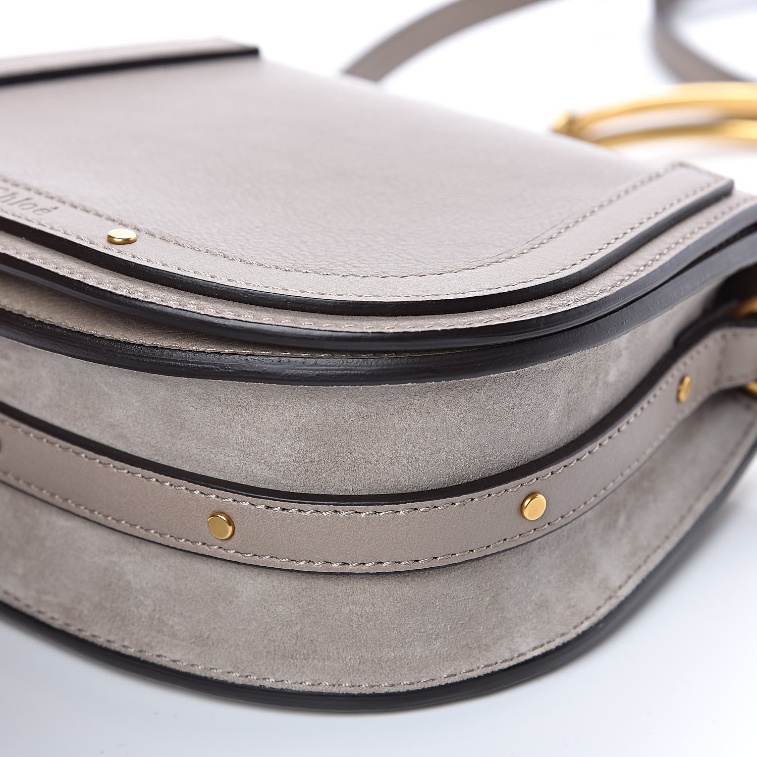Chloe Calfskin Suede Small Nile Bracelet Bag Motty Grey 8 of 10