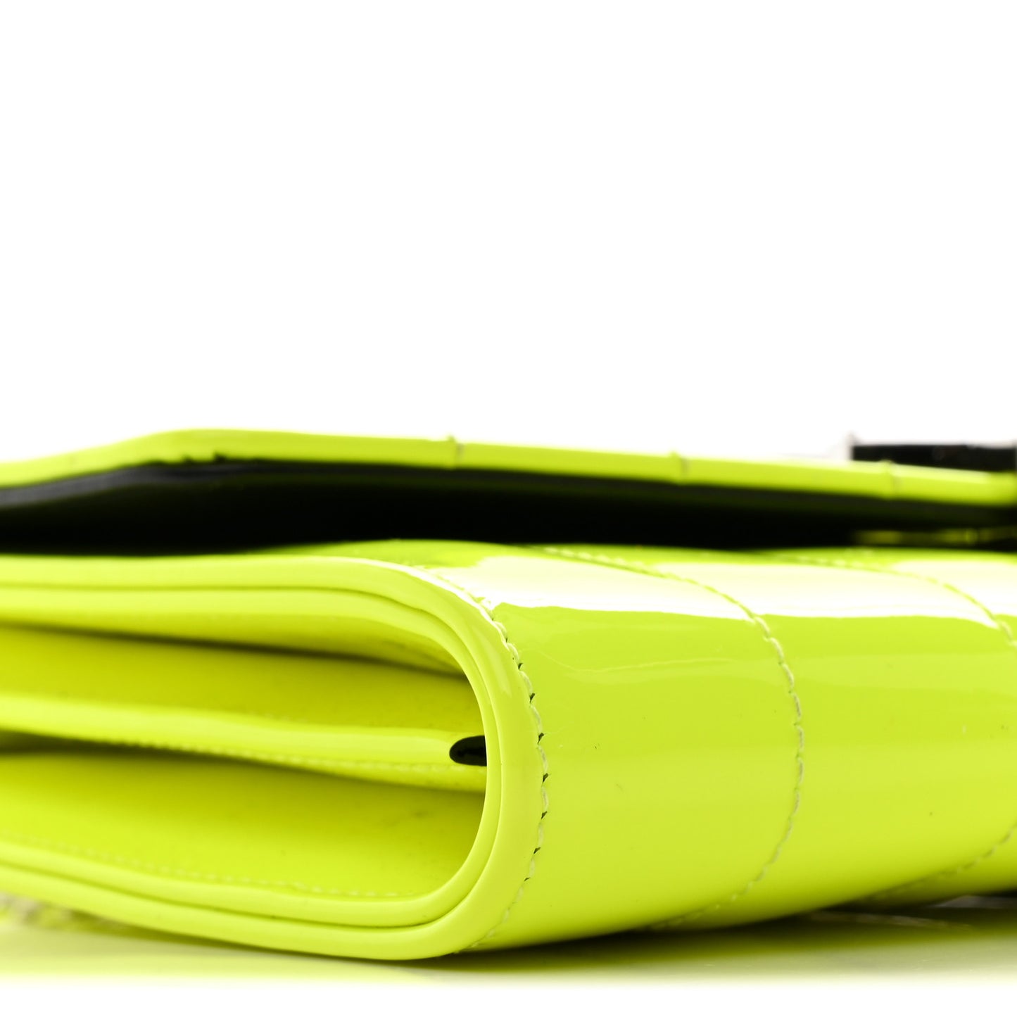 Patent Calfskin Matelasse Monogram Vicky Chain Wallet Neon Yellow
