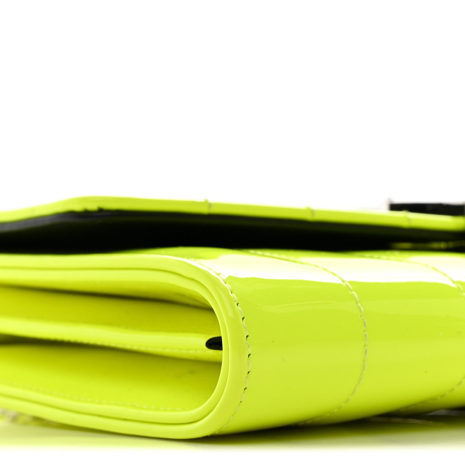 Saint Laurent Patent Calfskin Matelasse Monogram Vicky Chain Wallet Neon Yellow 11 of 18