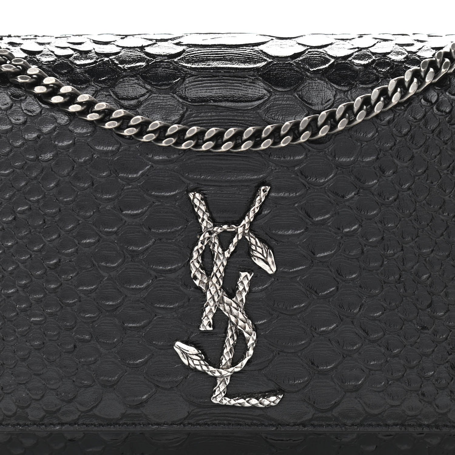 Saint Laurent Python Calfskin Embossed Medium Kate Satchel Black 7 of 13
