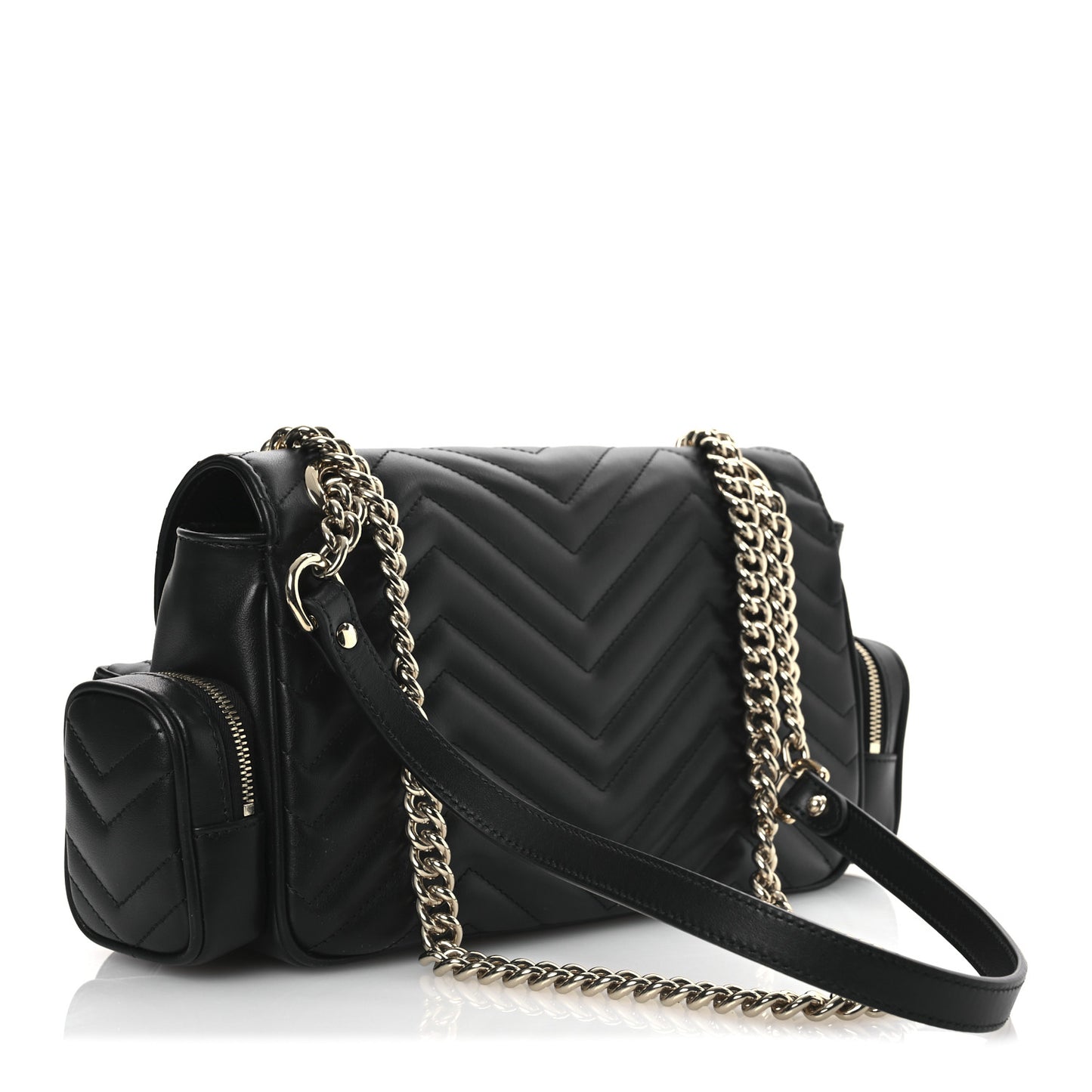 Calfskin Matelasse Small GG Marmont Multi Pocket Shoulder Bag Black