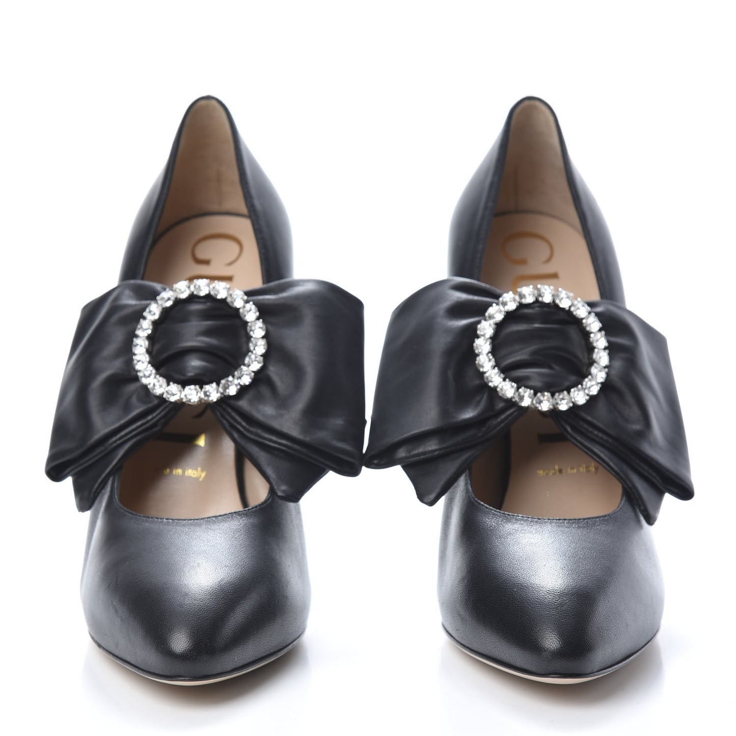Nappa Removable Bow Elaisa Platform High Heel Pumps 38 Black