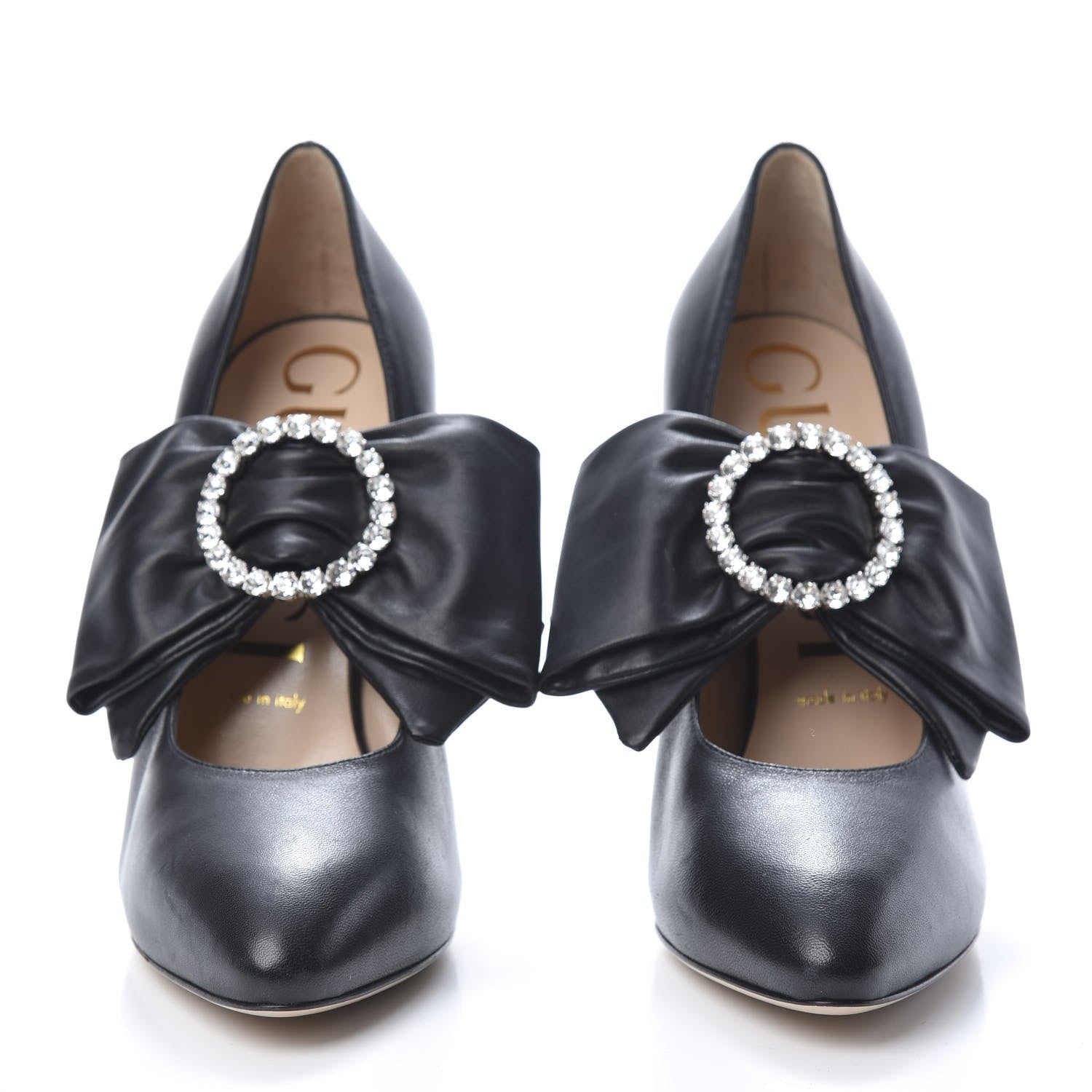 Gucci Nappa Removable Bow Elaisa Platform High Heel Pumps 38 Black 3 of 11