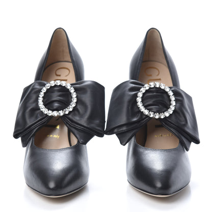 Gucci Nappa Removable Bow Elaisa Platform High Heel Pumps 38 Black 3 of 11