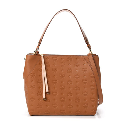 MCM Calfskin Ottomar Monogram Medium Klara Hobo Cognac 1 of 8