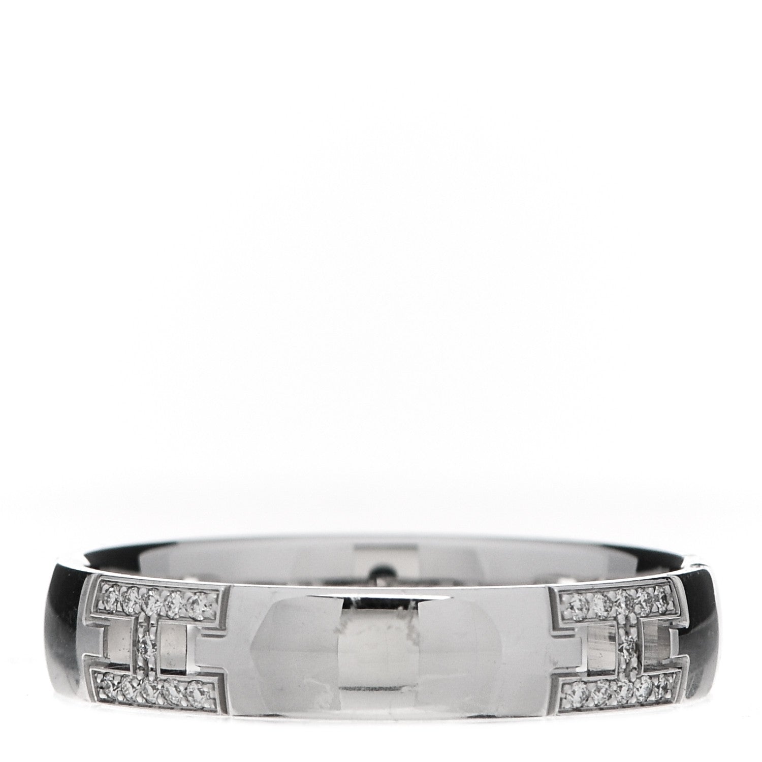 Hermes 18K White Gold Diamond Ever Herakles Four-Station Wedding Band Ring 51 5.75 3 of 7