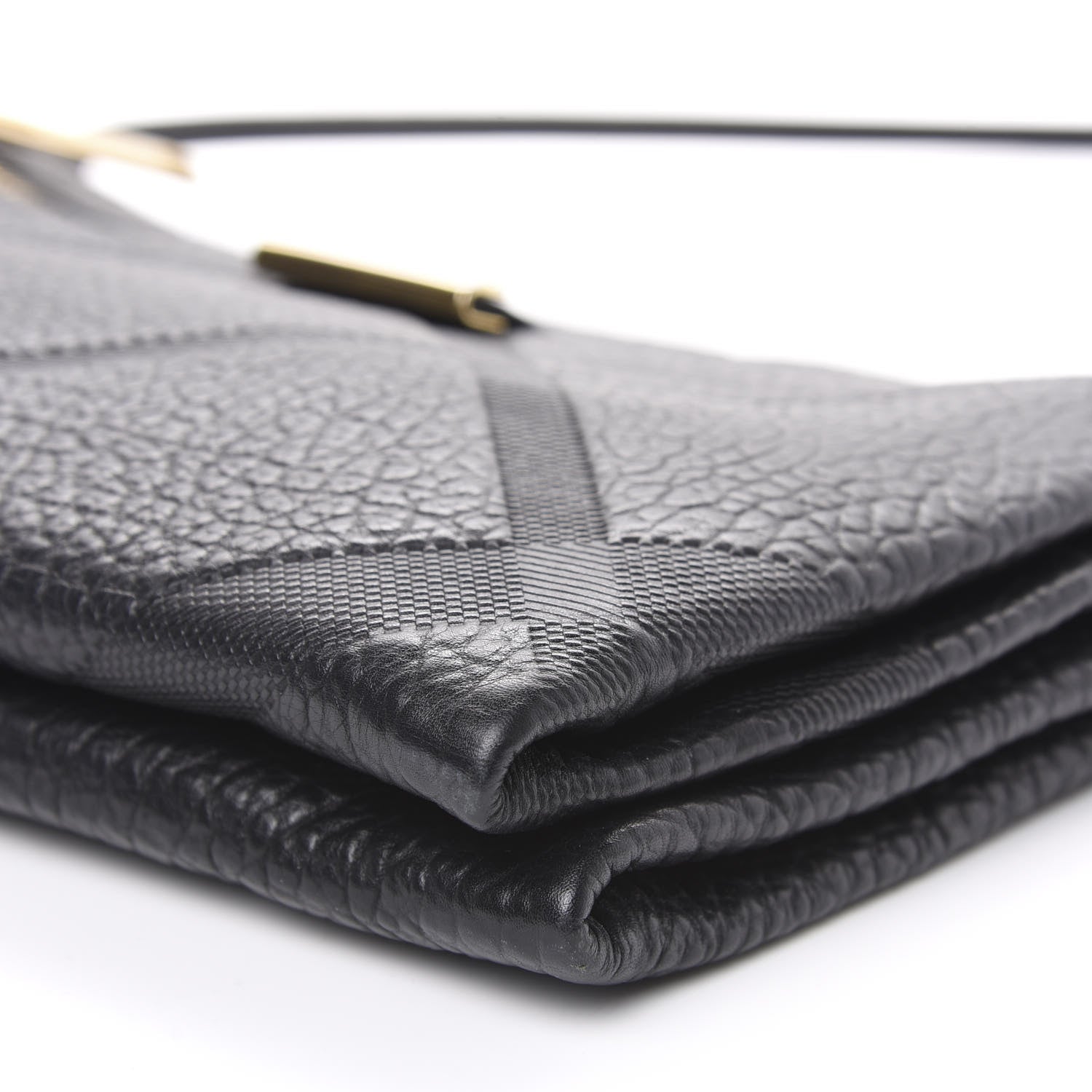 Burberry Signature Grain Calfskin Check Embossed Medium Balmoral Clutch Bag Black 8 of 8