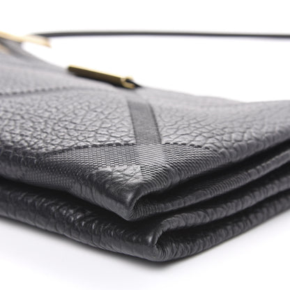 Burberry Signature Grain Calfskin Check Embossed Medium Balmoral Clutch Bag Black 8 of 8