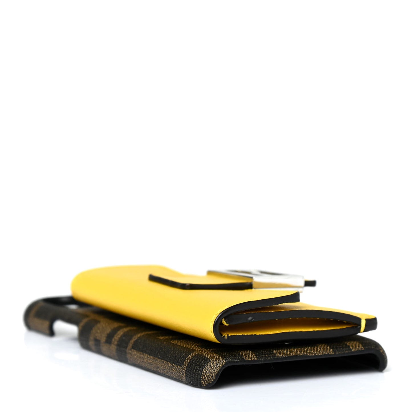 Glazed Fabric Vitello Grace FF 1974 Baguette iPhone X Case Tobacco Moro Sunflower