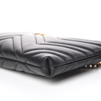 Gucci Calfskin Matelasse Mini GG Marmont Chain Bag Black 6 of 9