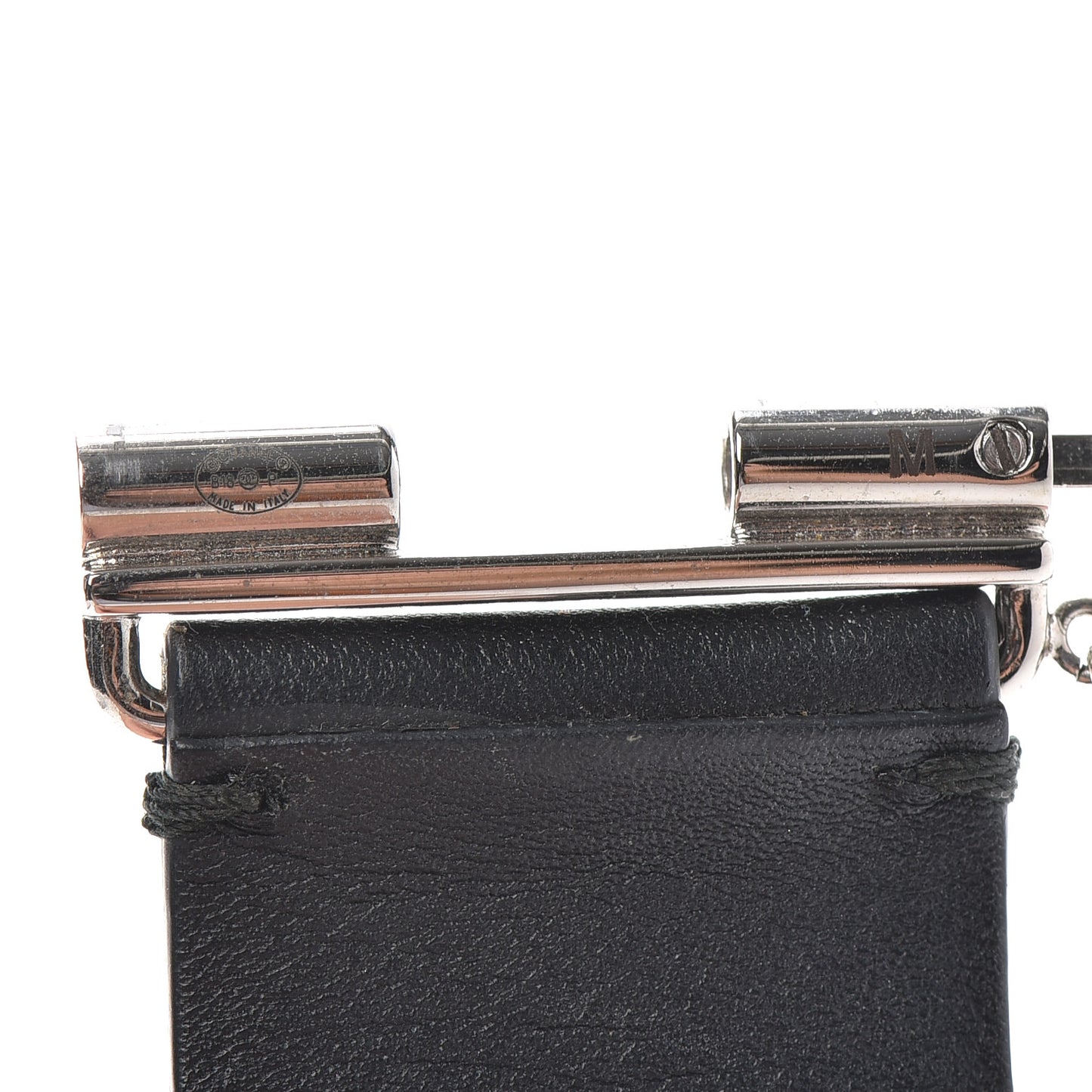 Calfskin Crystal CC Cuff Bracelet M Black