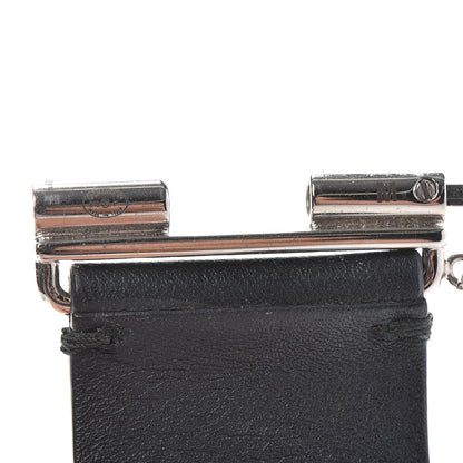 Chanel Calfskin Crystal CC Cuff Bracelet M Black 4 of 5