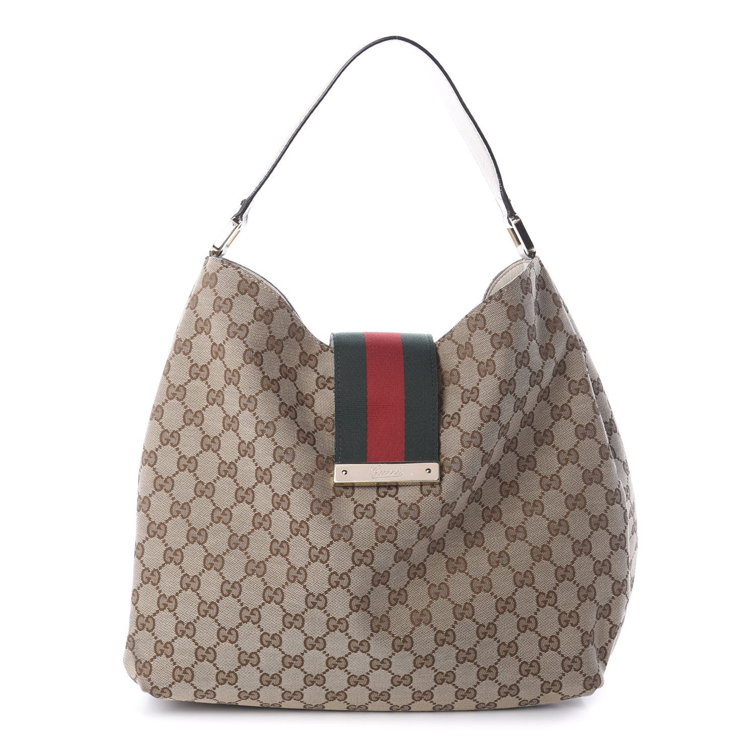 Gucci Monogram Large New Ladies Web Hobo Off White 1 of 8
