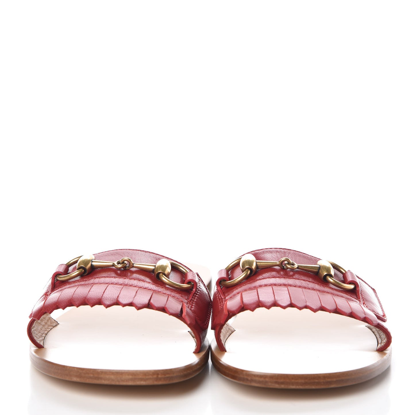 Malaga Kid Fringe Horsebit Slide Sandals 38 Hibiscus Red