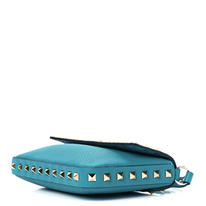 Valentino Garavani Grainy Calfskin Rockstud Crossbody Pouch Ultra Marine Green 9 of 11