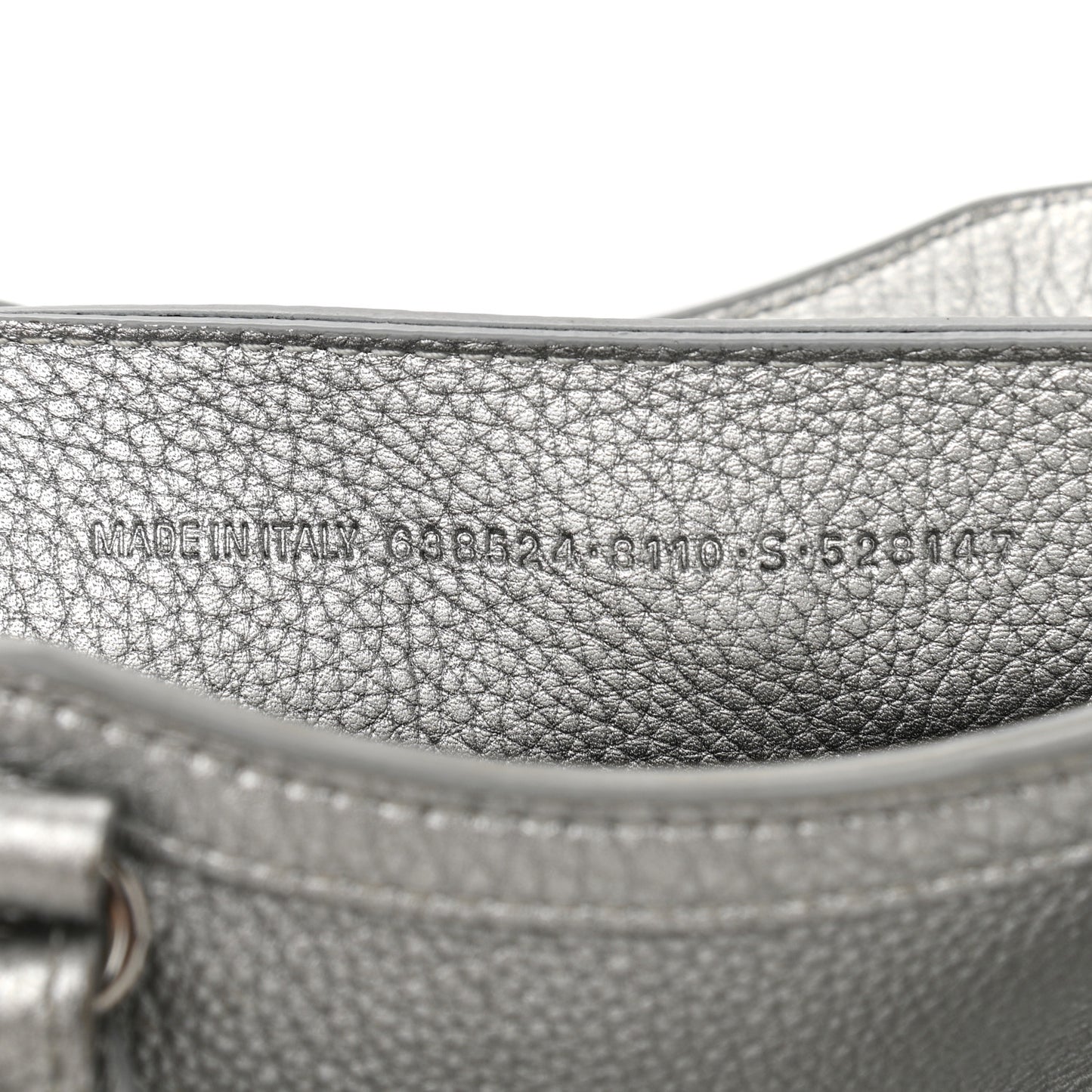 Metallic Grained Calfskin Neo Classic Silver Hardware Mini City Silver
