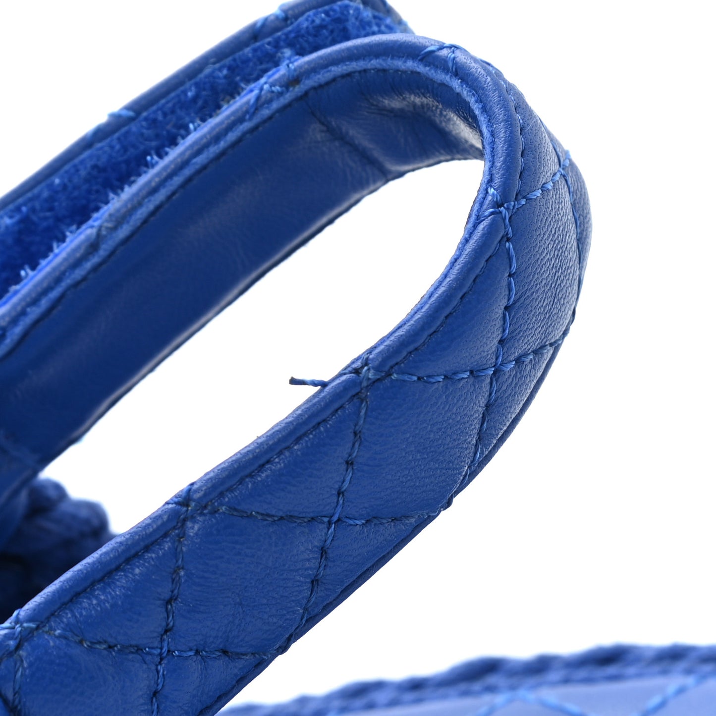 Cord Lambskin Quilted Logo Sandals 37 Blue