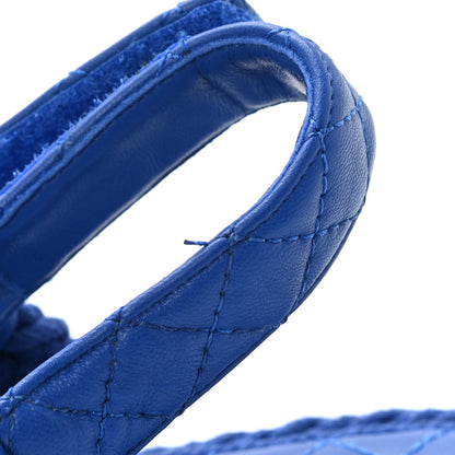 Chanel Cord Lambskin Quilted Logo Sandals 37 Blue 8 of 9