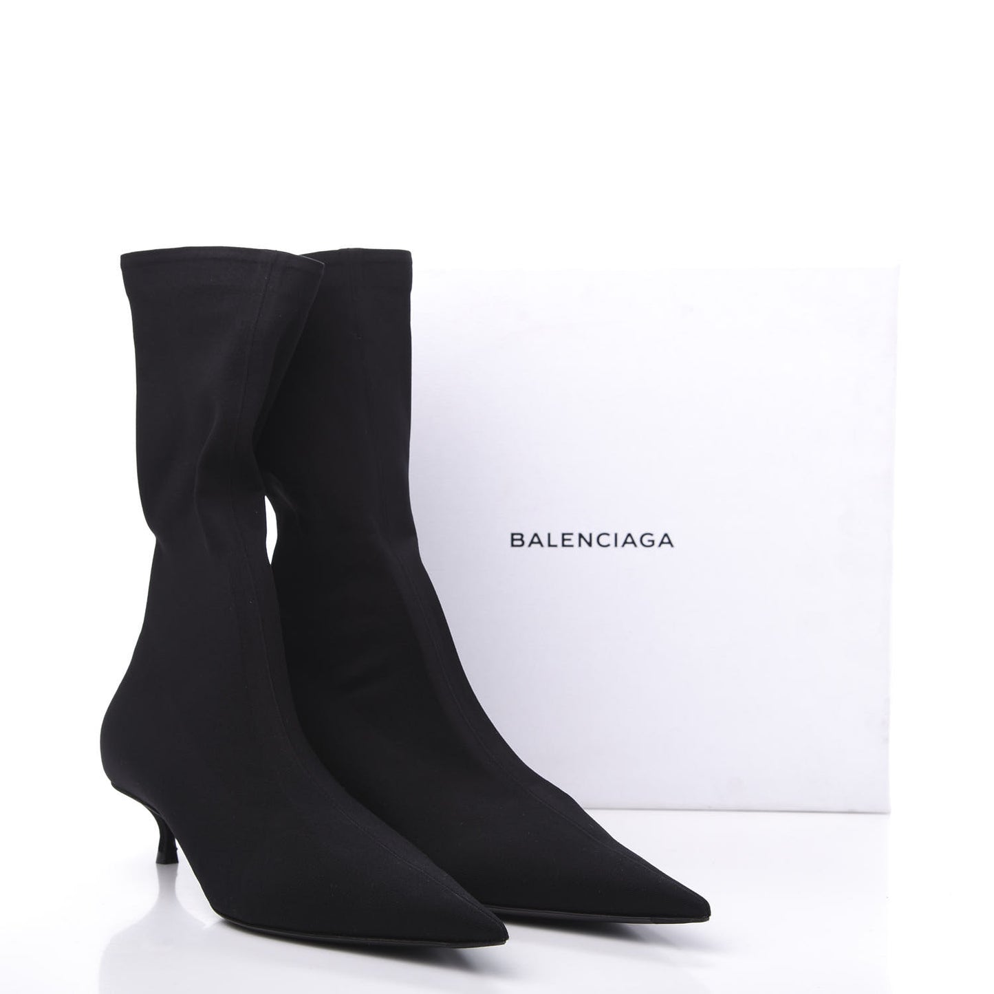 Jersey Crepe Extreme Pointed Toe Knife Booties 37 Black