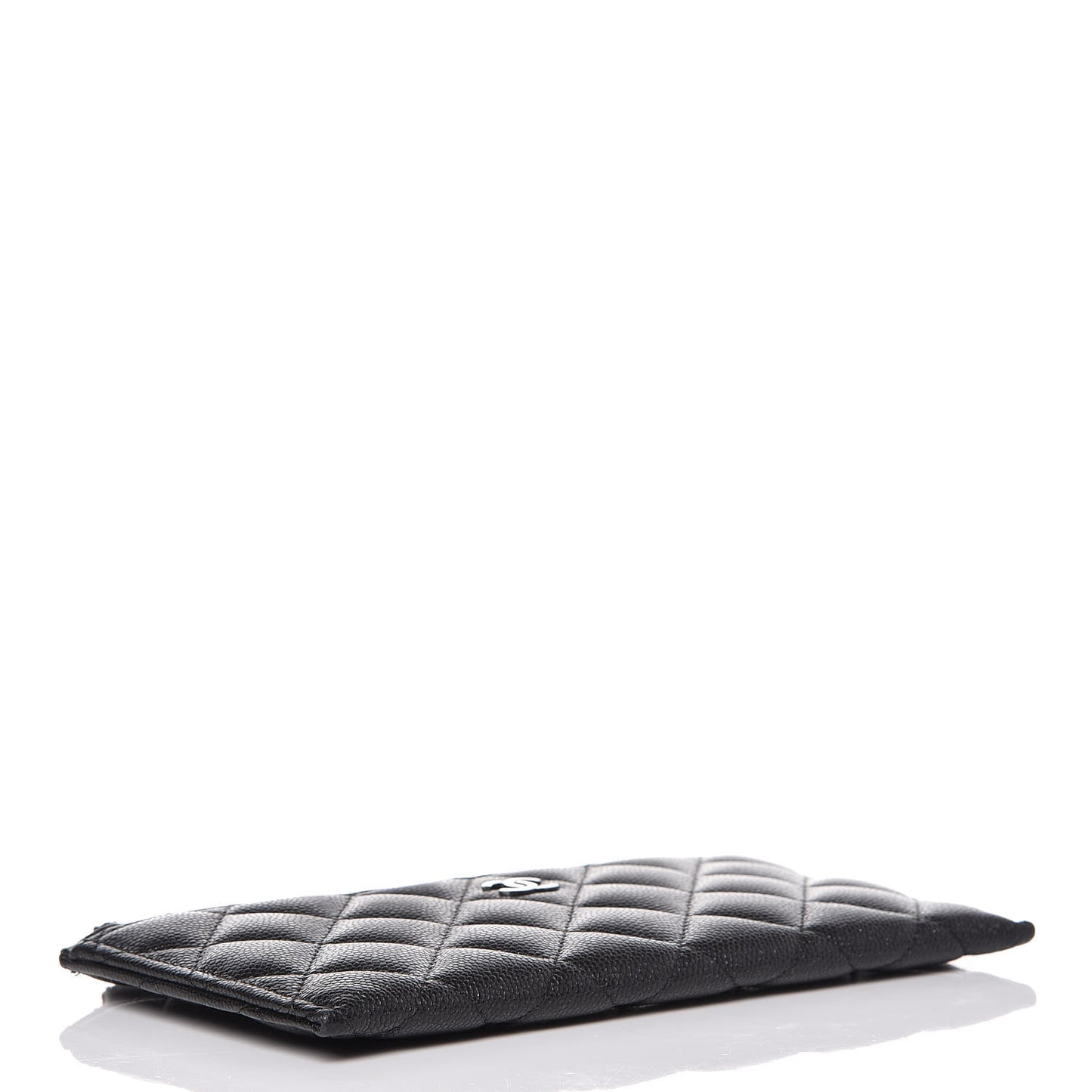 Iridescent Caviar Quilted Classic Zip Pouch Black