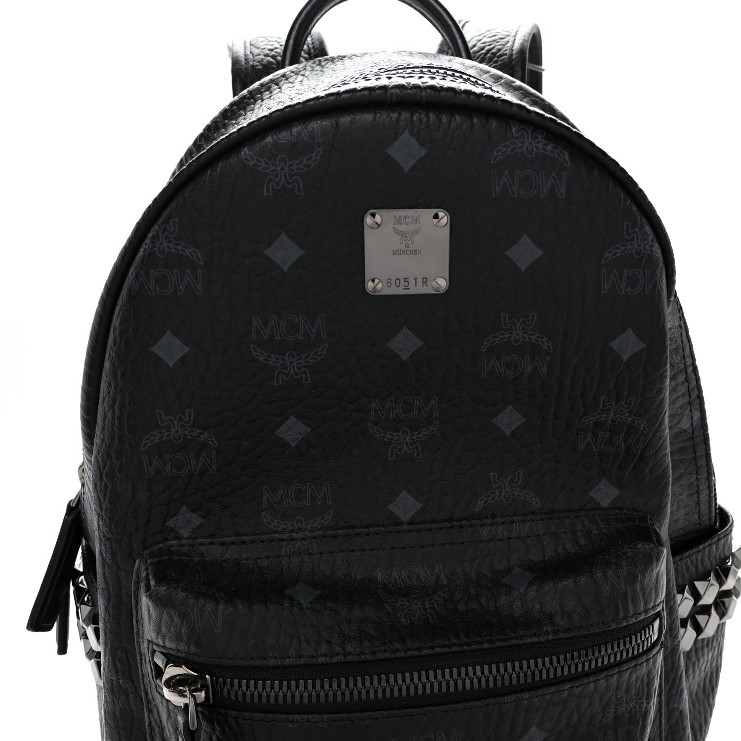 MCM Visetos Small Side Stud Stark Backpack Black 8 of 10