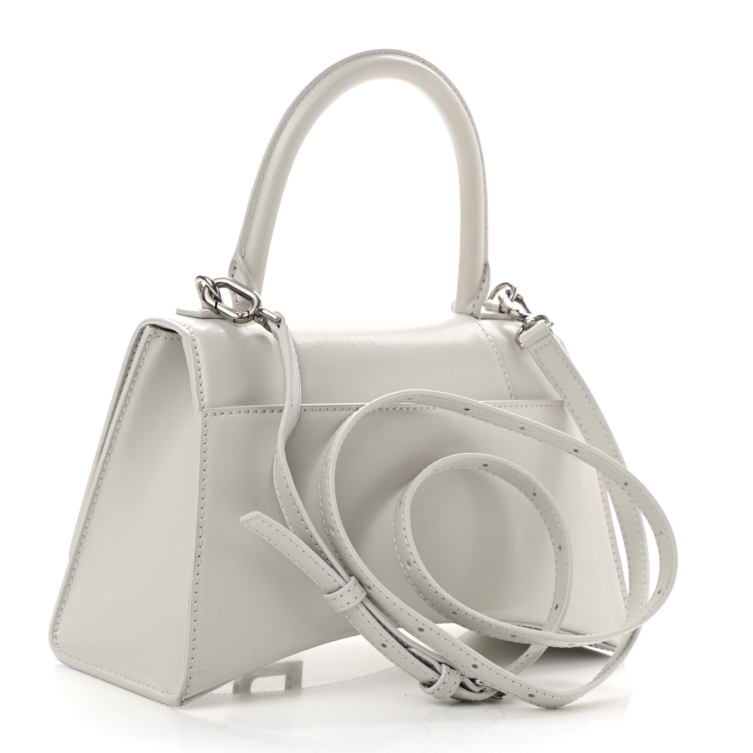 Balenciaga Shiny Box Calfskin Small Hourglass Top Handle Bag Chalky White 3 of 11