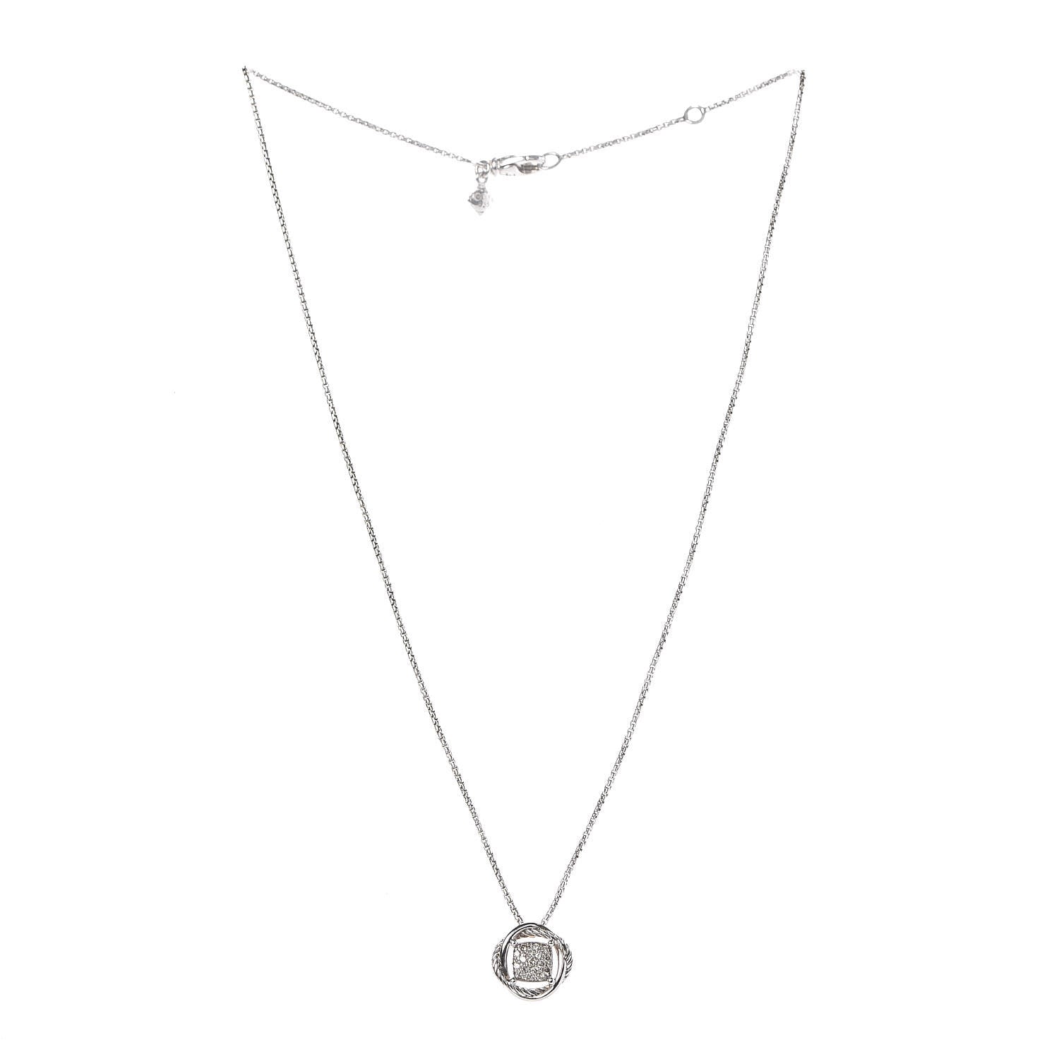 David Yurman Sterling Silver Diamond 7mm Infinity Pendant Necklace 3 of 6