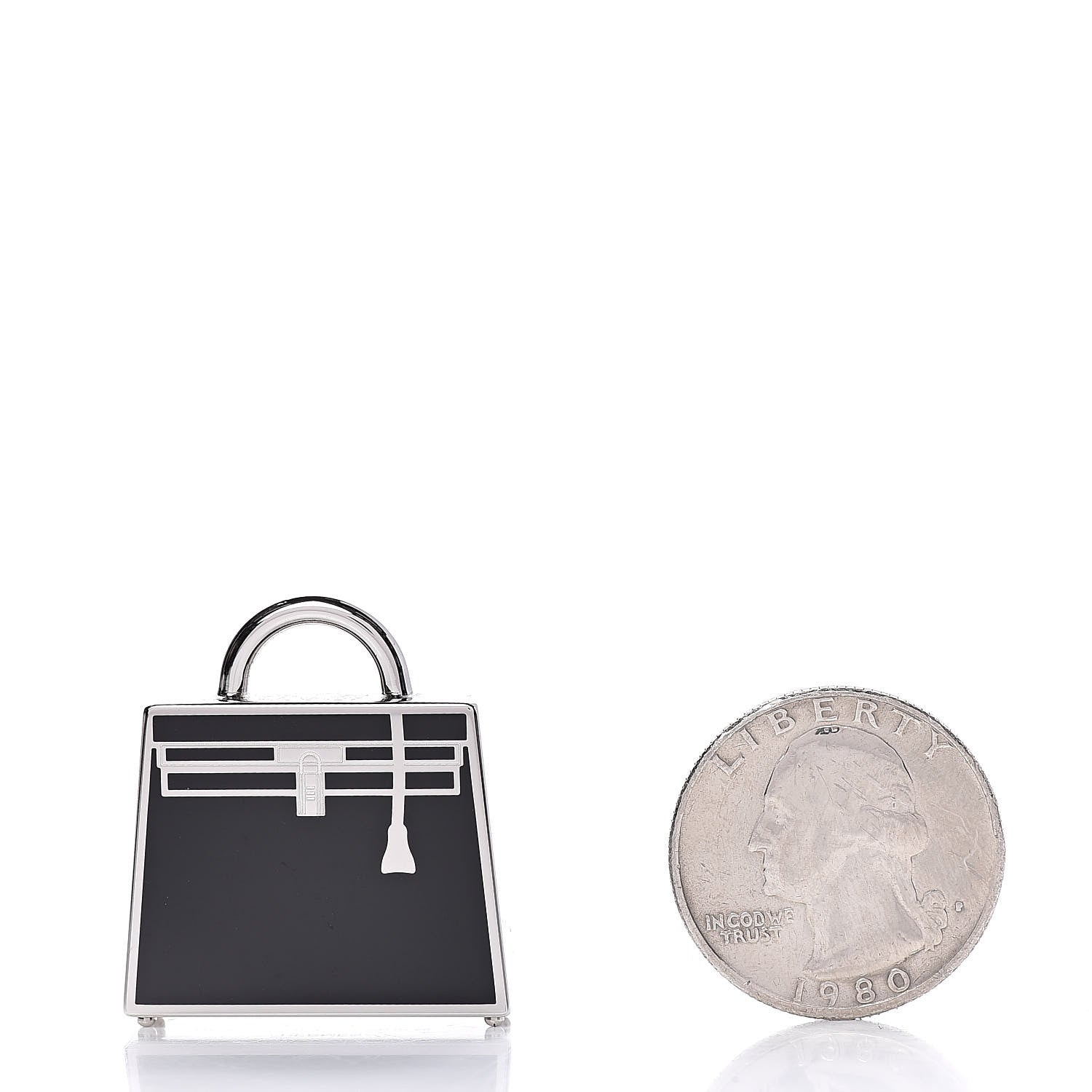 Hermes Lacquered Palladium Kelly Curiosite Charm Black 2 of 4
