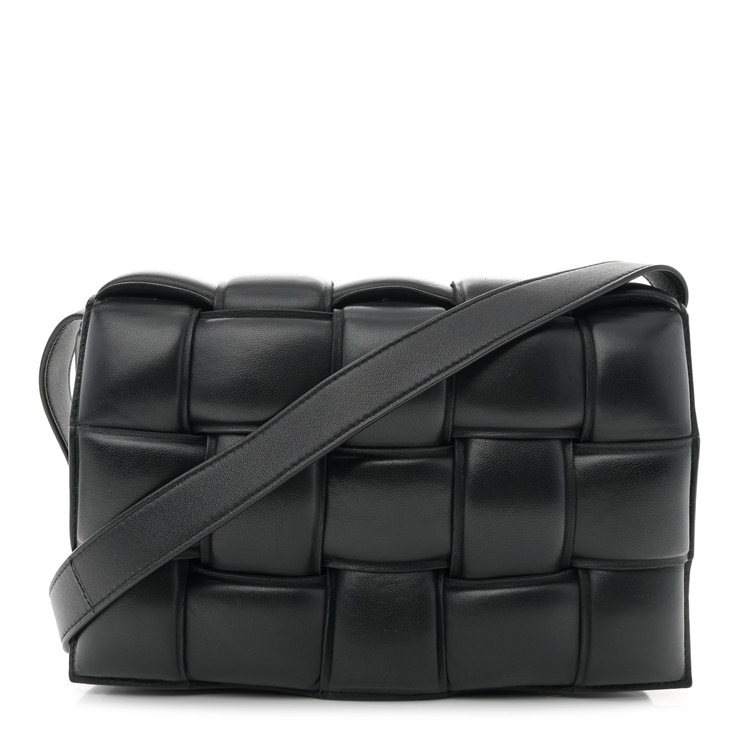 Nappa Maxi Intreccio Padded Cassette Crossbody Bag Black