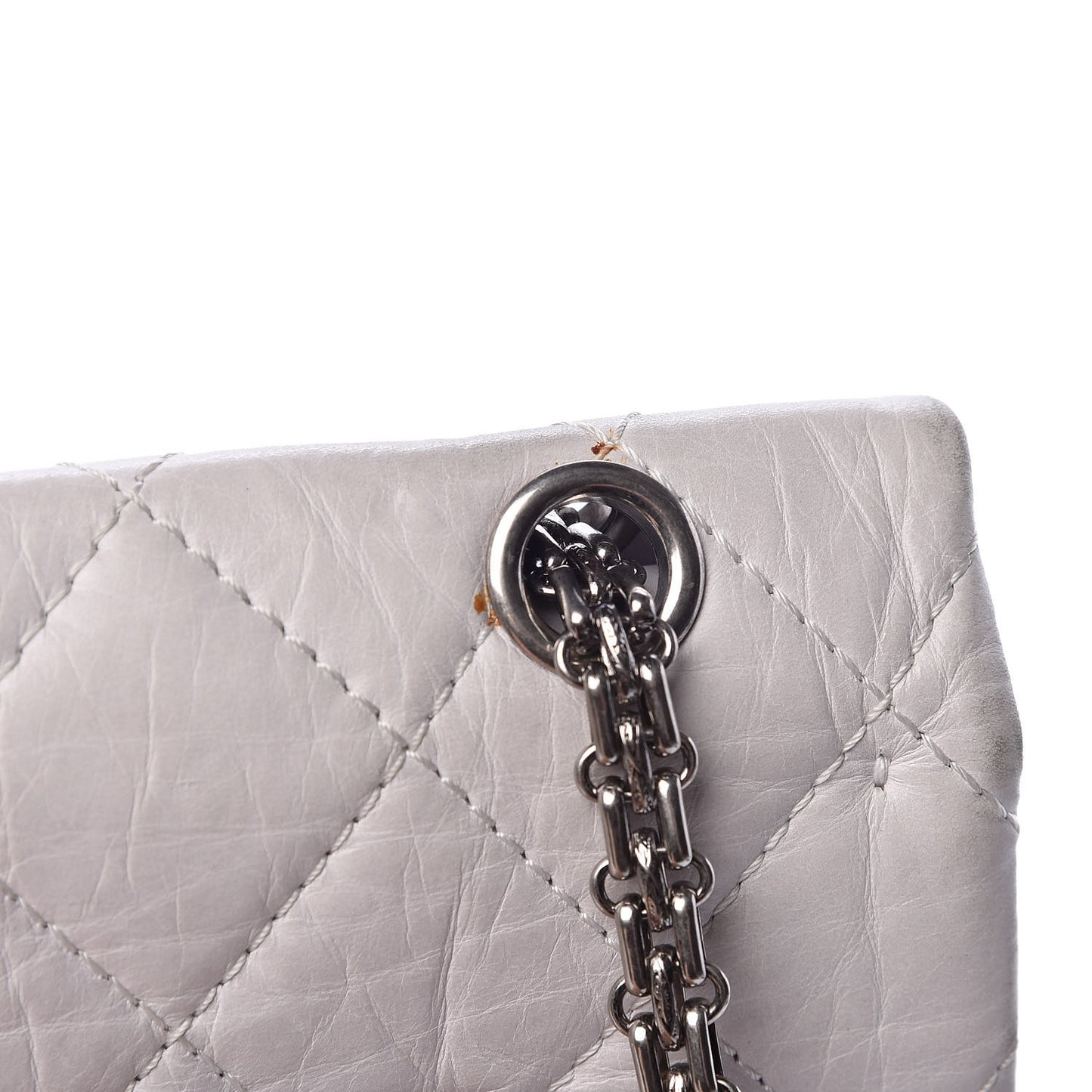 Aged Calfskin Quilted 50th Anniversary 2.55 Reissue 228 Flap White