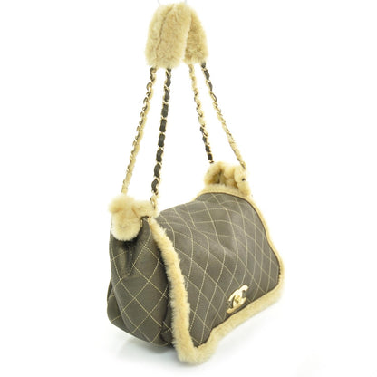 Chanel Shearling Fur and Lambskin Quilted Flap Bag Metallic Bronze 3 of 9