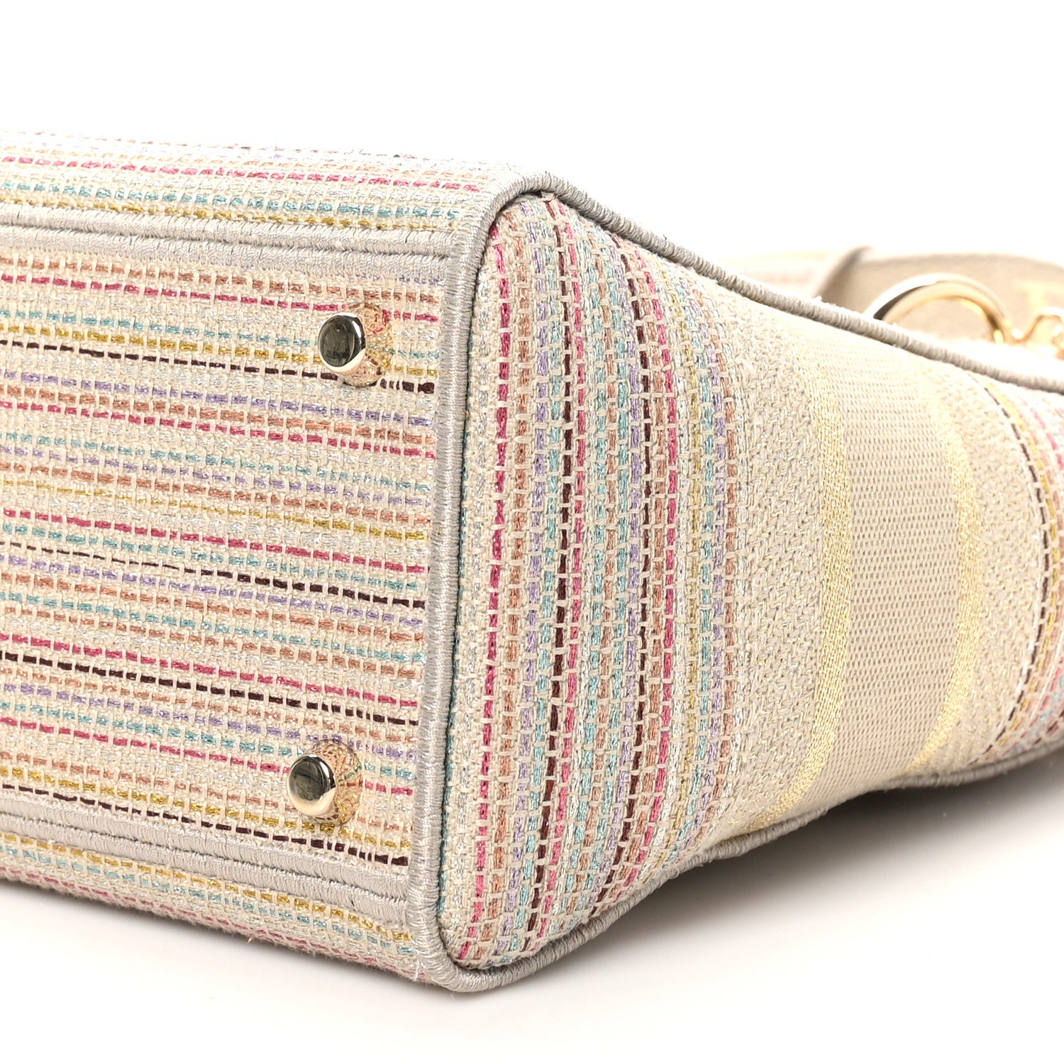 Christian Dior Canvas Embroidered Medium Lady D-Lite Beige Multicolor 10 of 10
