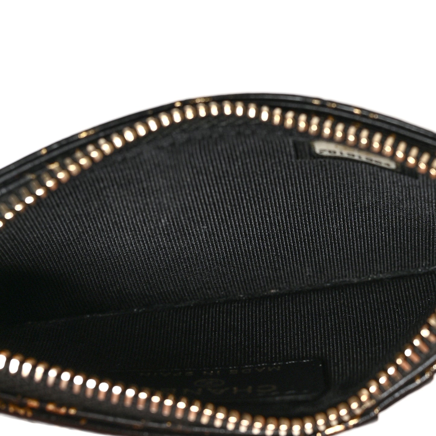 Calfskin Crocodile Embossed Graffiti Reissue Flap Zip Card Holder Black Gold