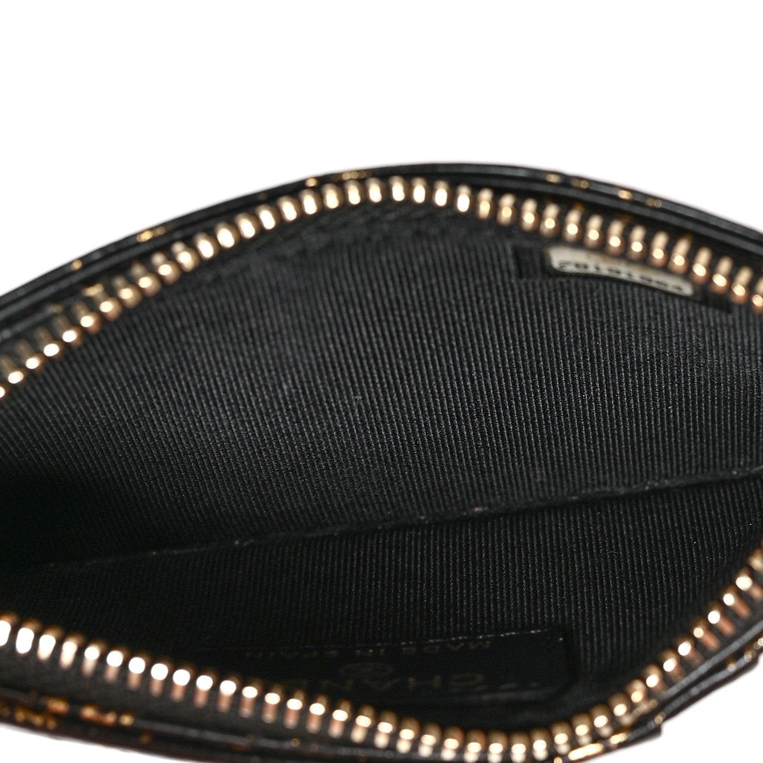 Chanel Calfskin Crocodile Embossed Graffiti Reissue Flap Zip Card Holder Black Gold 5 of 8