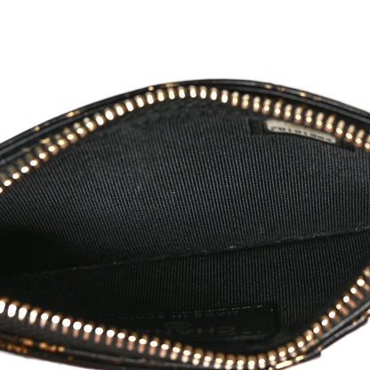Chanel Calfskin Crocodile Embossed Graffiti Reissue Flap Zip Card Holder Black Gold 5 of 8