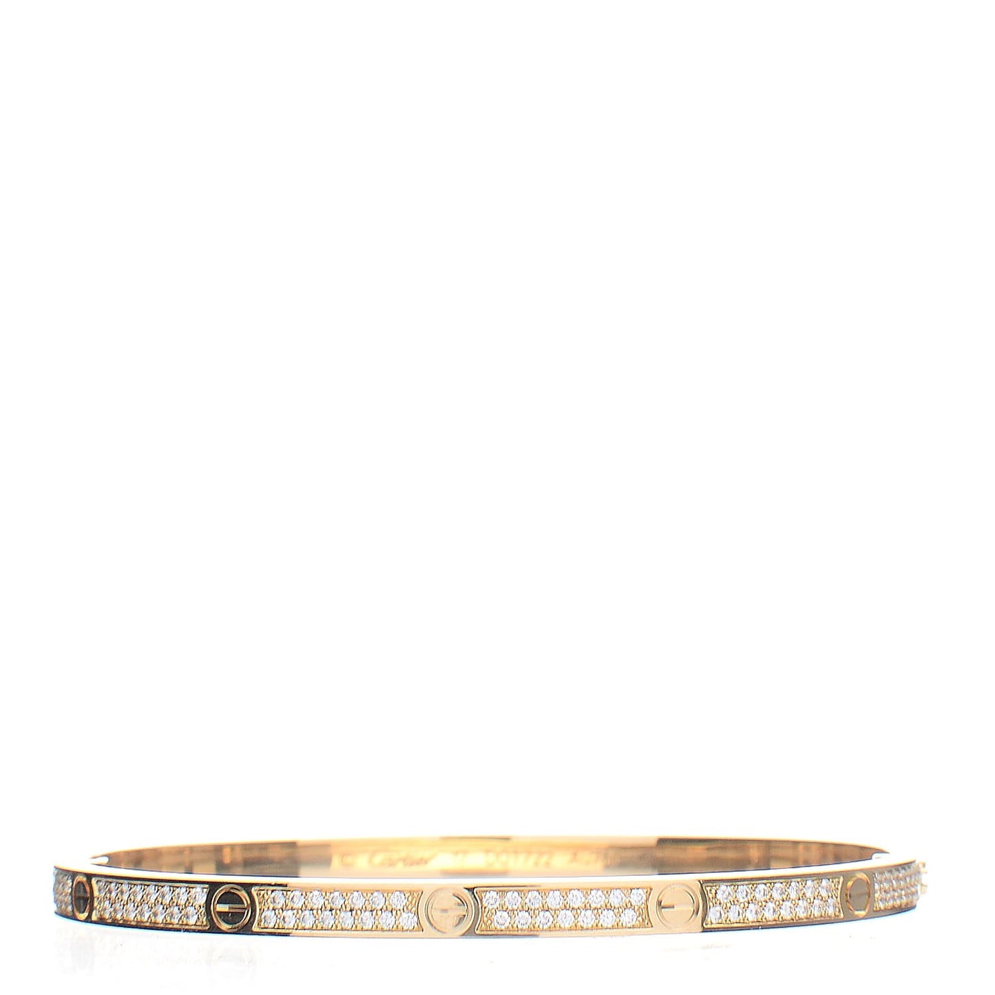 18K Yellow Gold Diamond Small LOVE Paved Bracelet 17