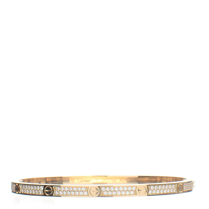 Cartier 18K Yellow Gold Diamond Small LOVE Paved Bracelet 17 1 of 5
