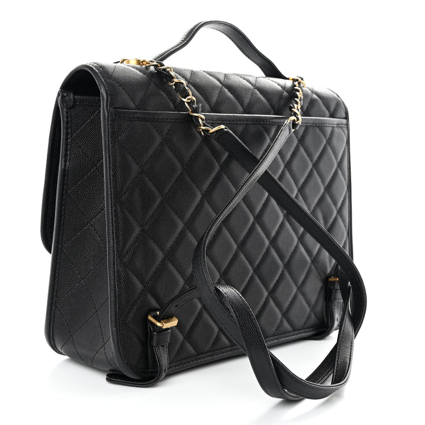 Caviar Quilted School Memory Backpack Black