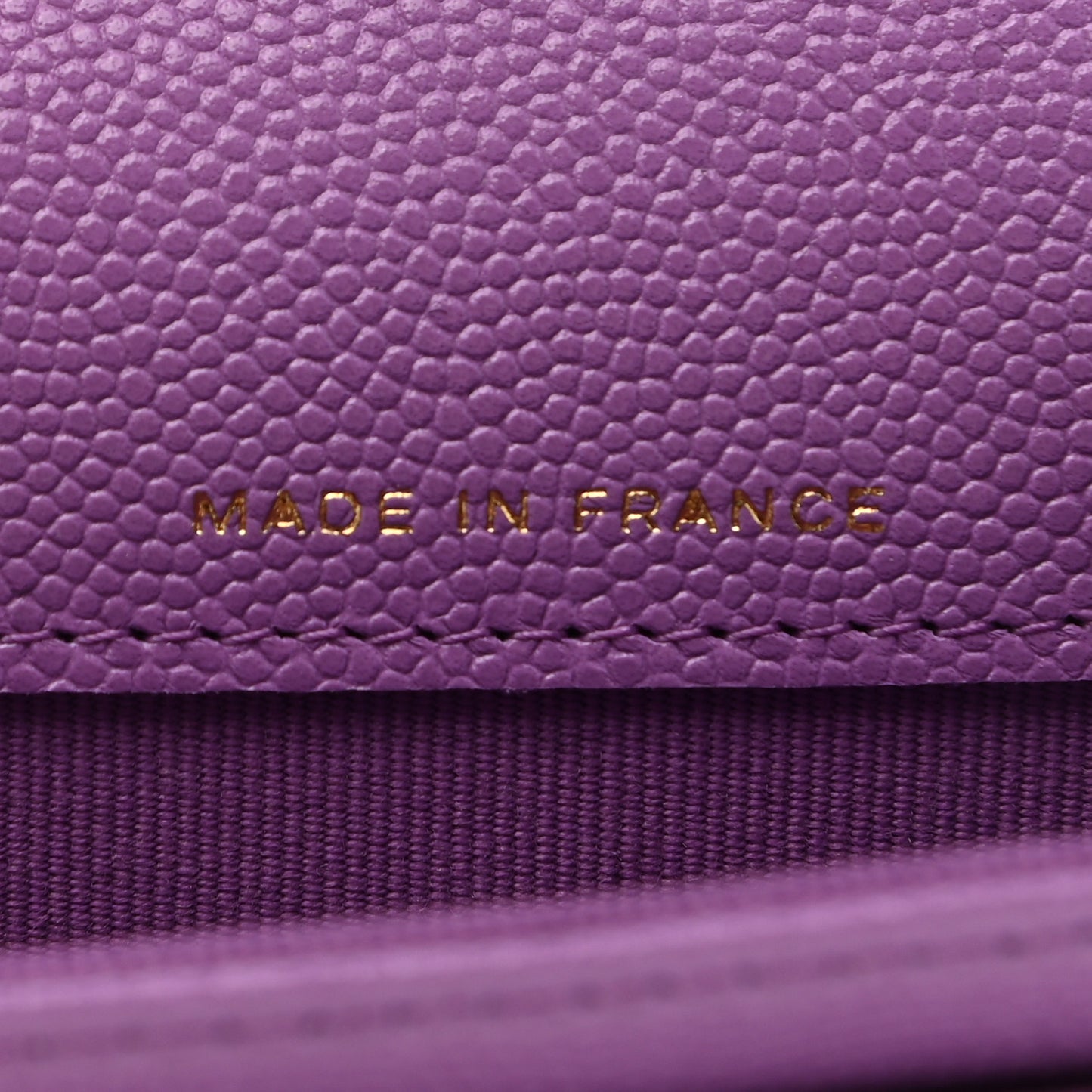 Caviar Quilted Flap Card Holder Wallet Purple